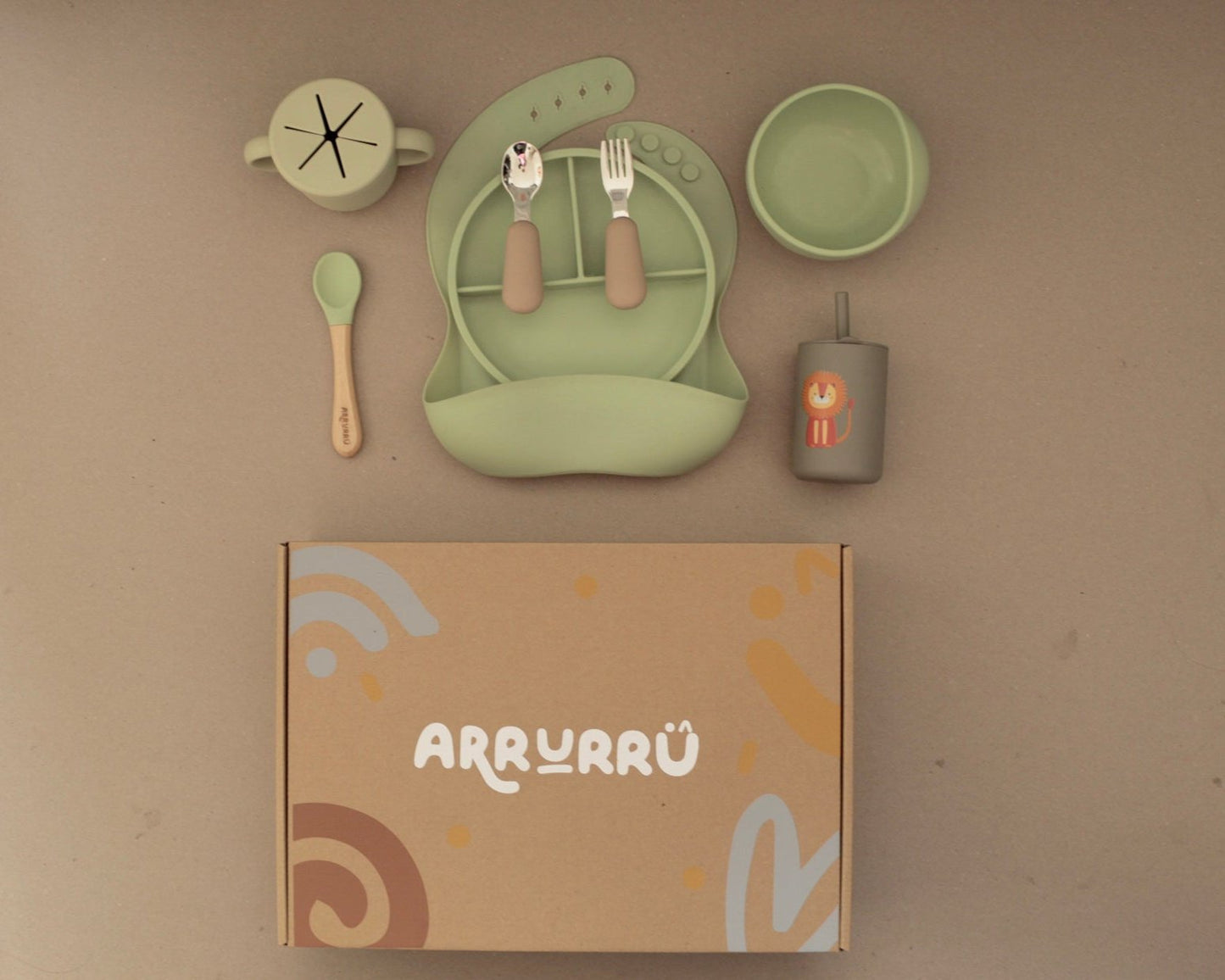 Set de alimentación para bebé Duradero y Seguro- Verde Limon (7 piezas)