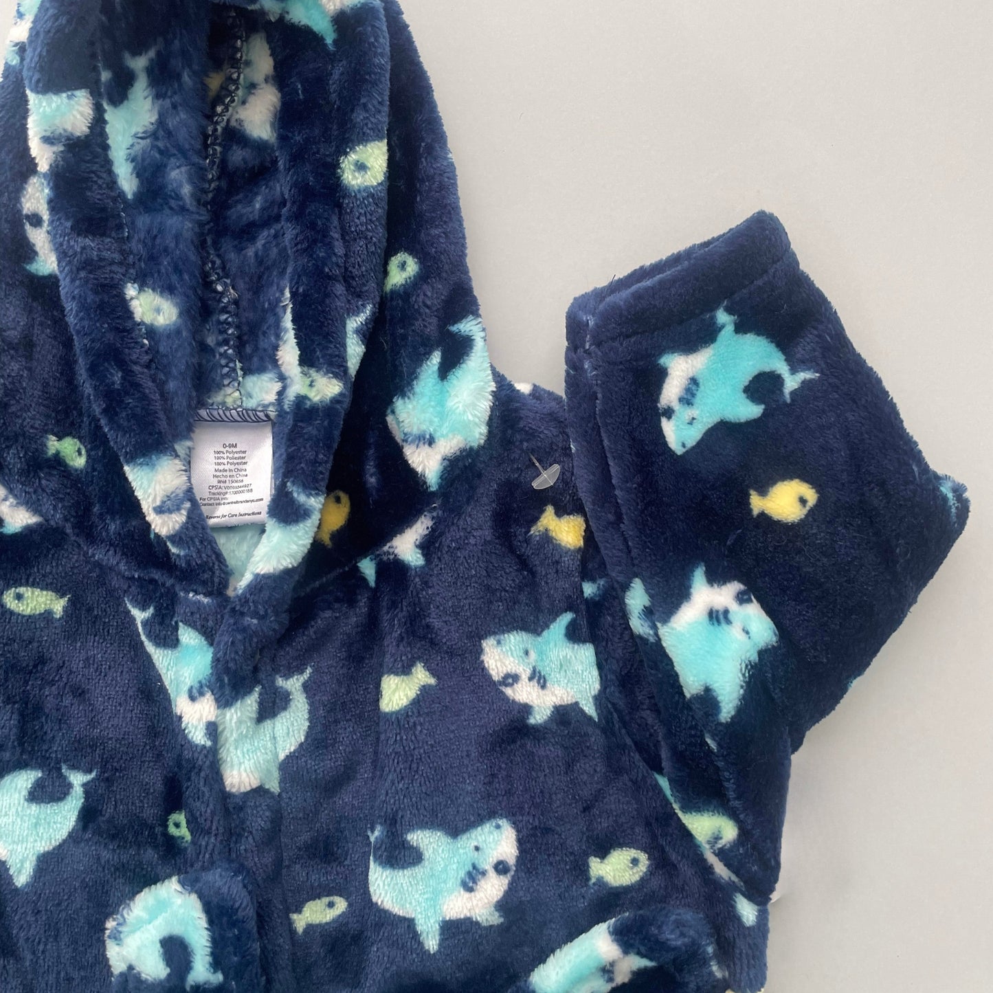 Bata de Baño Infantil con Capucha - Estampado de Tiburones (0 a 6 meses)
