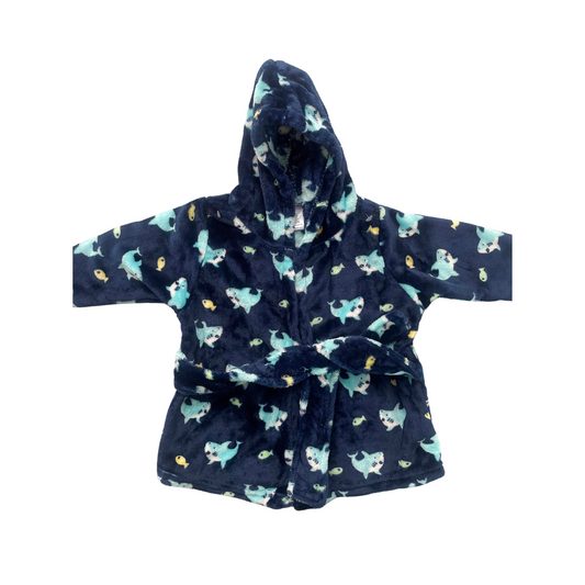 Bata de Baño Infantil con Capucha - Estampado de Tiburones (0 a 6 meses)