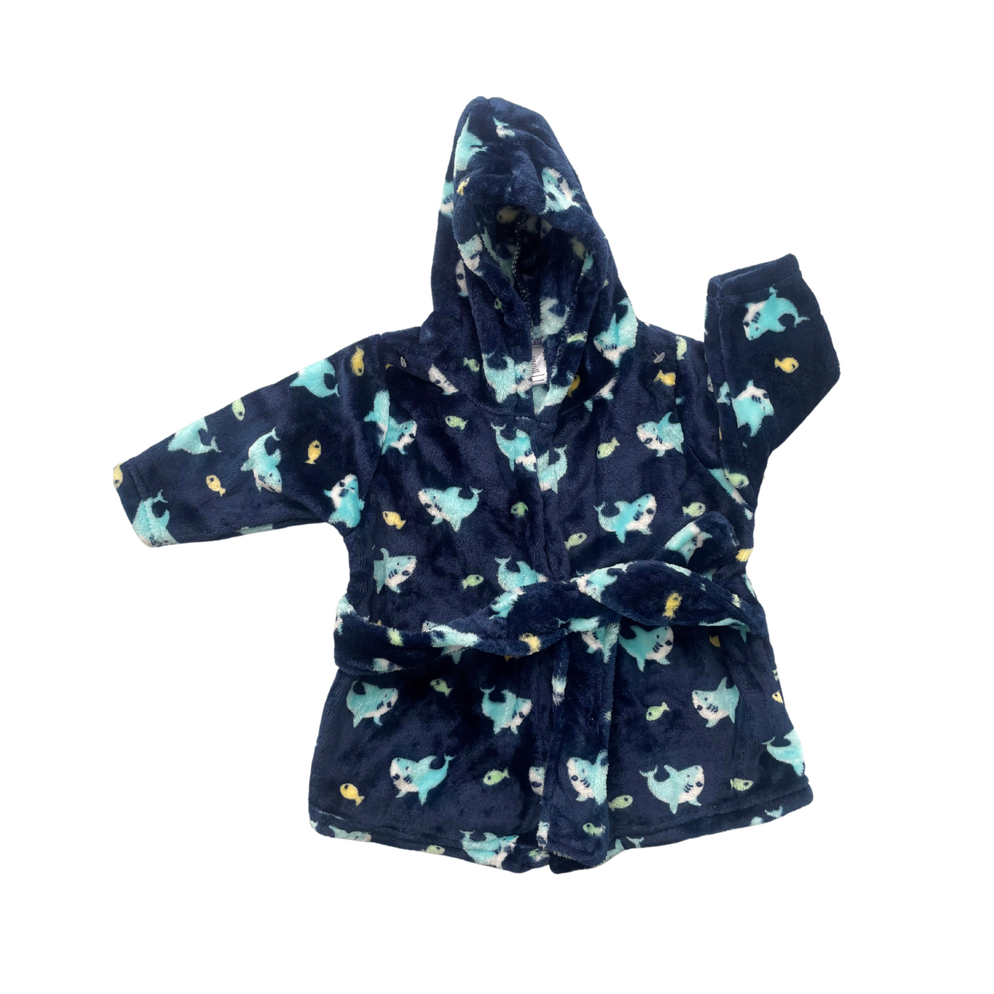 Bata de Baño Infantil con Capucha - Estampado de Tiburones (0 a 6 meses)