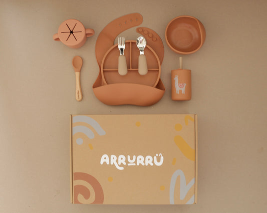 Set de alimentación para bebé Duradero y Seguro-  Terracota  (7 piezas)